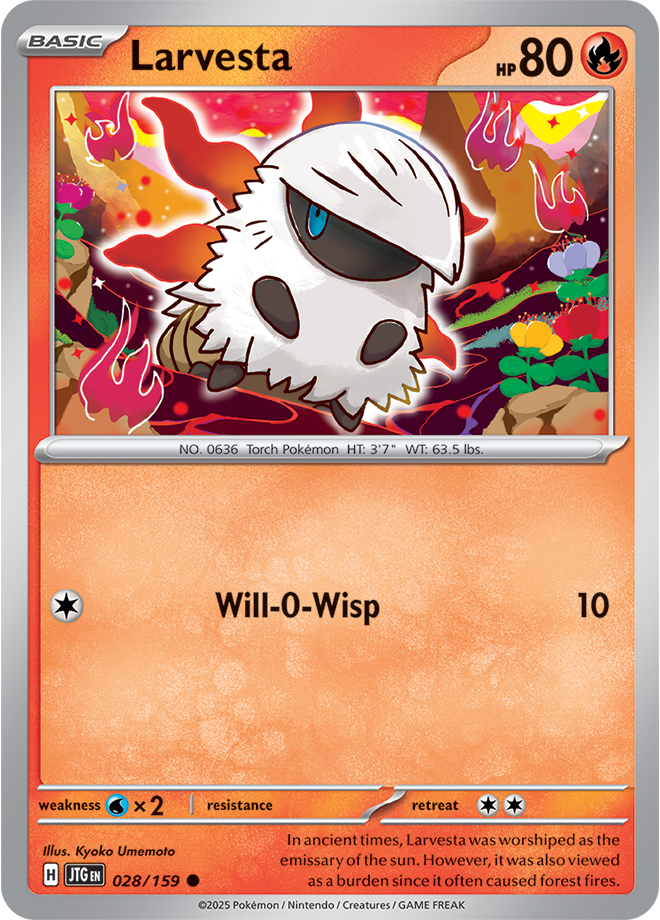 Larvesta Pokémon card.