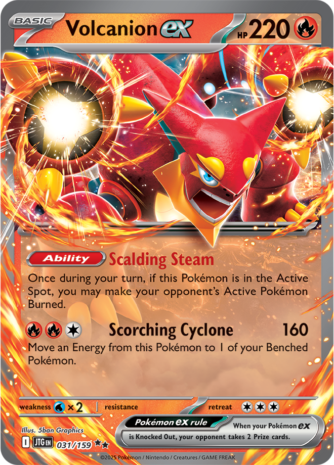 Volcanion ex Pokémon card.