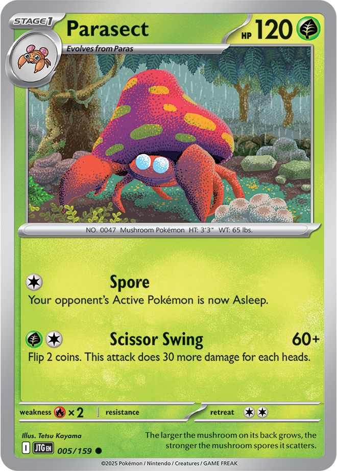 Parasect Pokémon card.