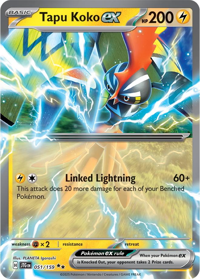 Tapu Koko ex Pokémon card.