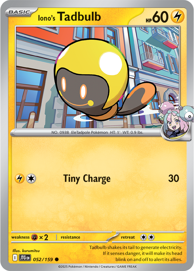 Iono's Tadbulb Pokémon card.