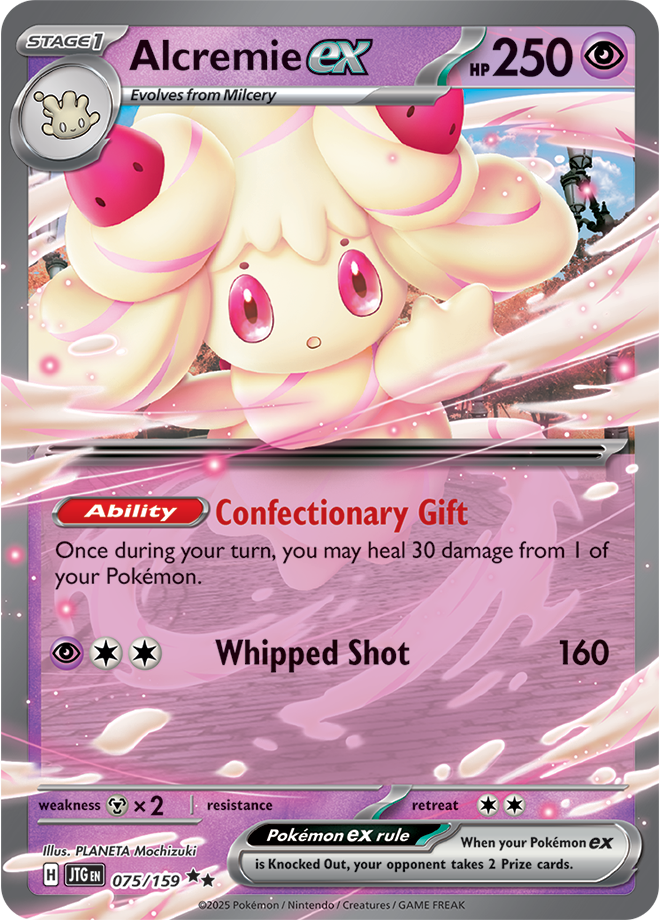 Alcremie ex Pokémon card.