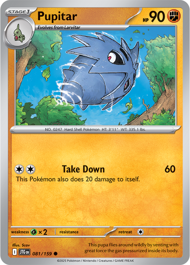 Pupitar Pokémon card.