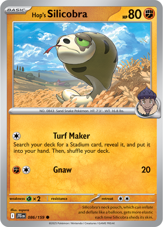 Hop's Silicobra Pokémon card.