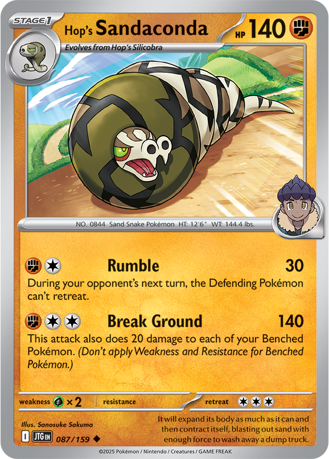 Hop's Sandaconda Pokémon card.