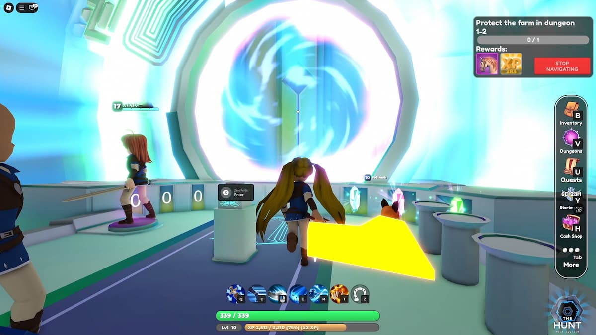 A World Zero player is about to enter the portal
