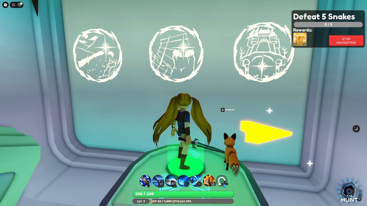 A World Zero player is looking at the symbols on the wall