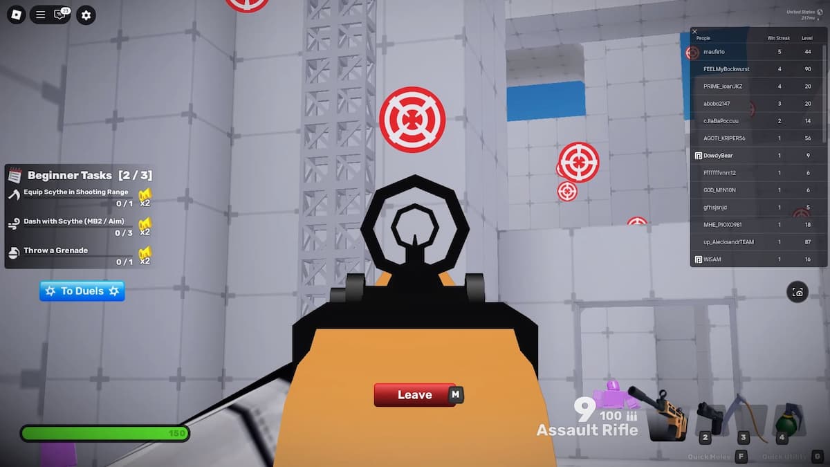 A Rivals player is looking at a tilted target