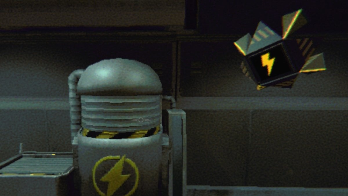 Looking at a floating Recharge Drone next to the Charging Station in R.E.P.O. truck