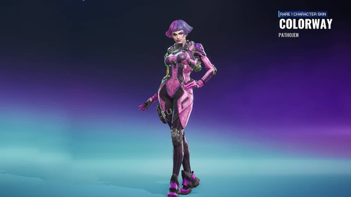 A woman in a leather pilot uniform posing in front of the camera in FragPunk.