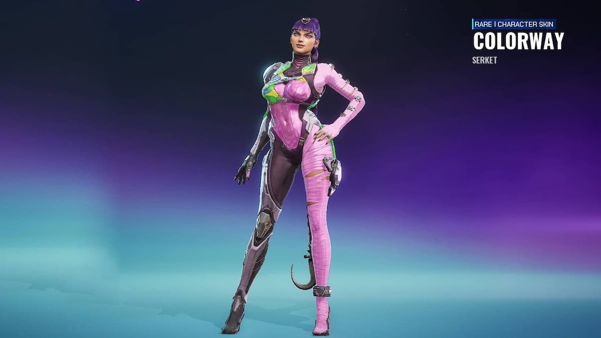 A woman in a pilot uniform standing with her arm on her hip in FragPunk.