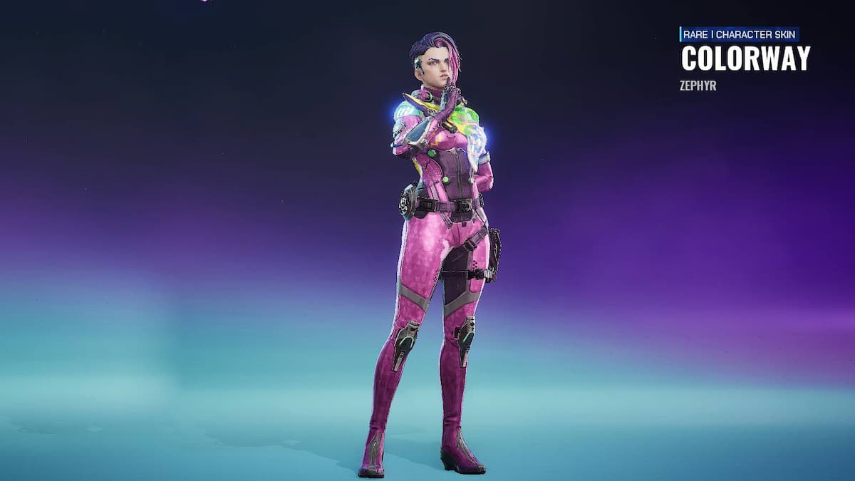 A woman in a combat uniform holding her finger to her mouth in FragPunk.