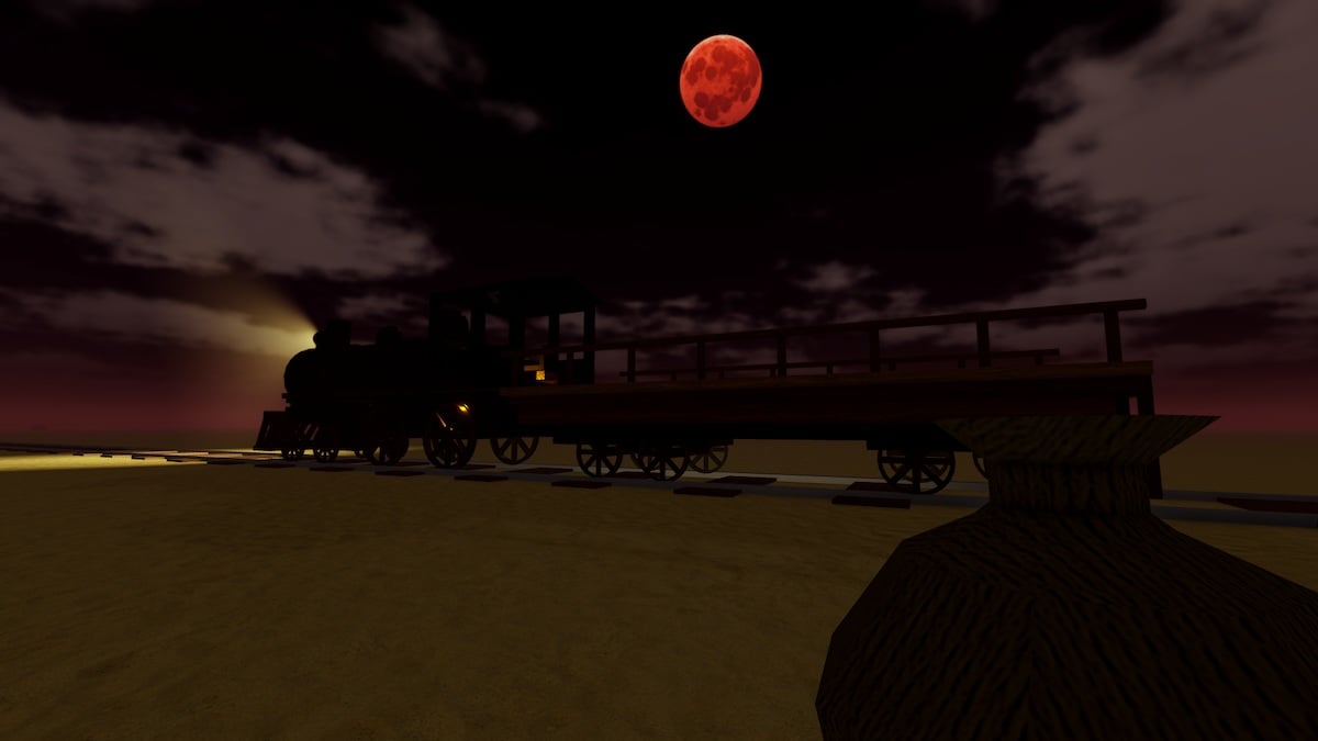 Dead Rails train at night.