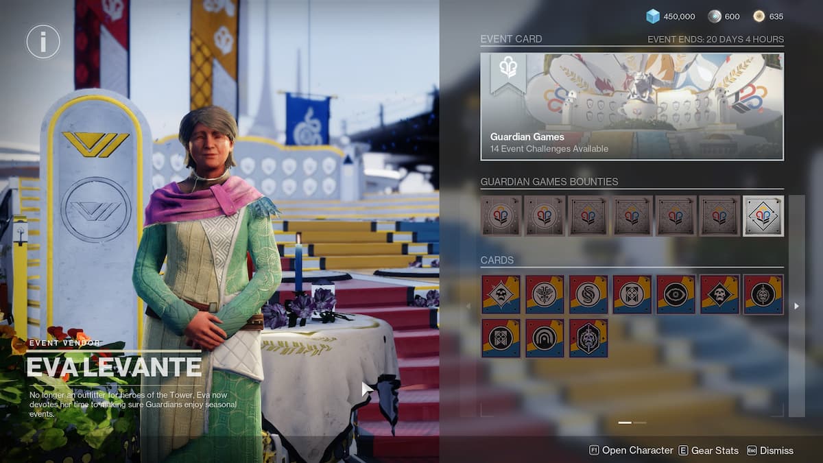 Eva Levante in the Tower during Guardian Games in Destiny 2