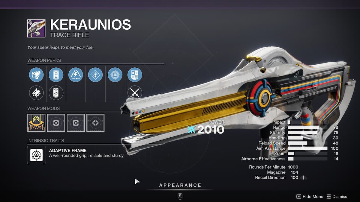 Keraunios roll in Destiny 2