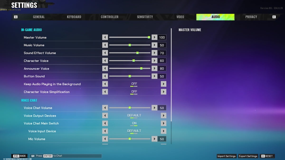 FragPunk audio settings.