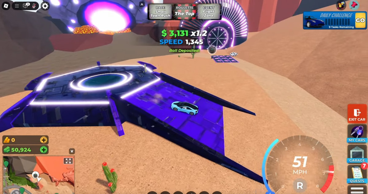 push the ball and deposit it here to get the drive quest mega token 