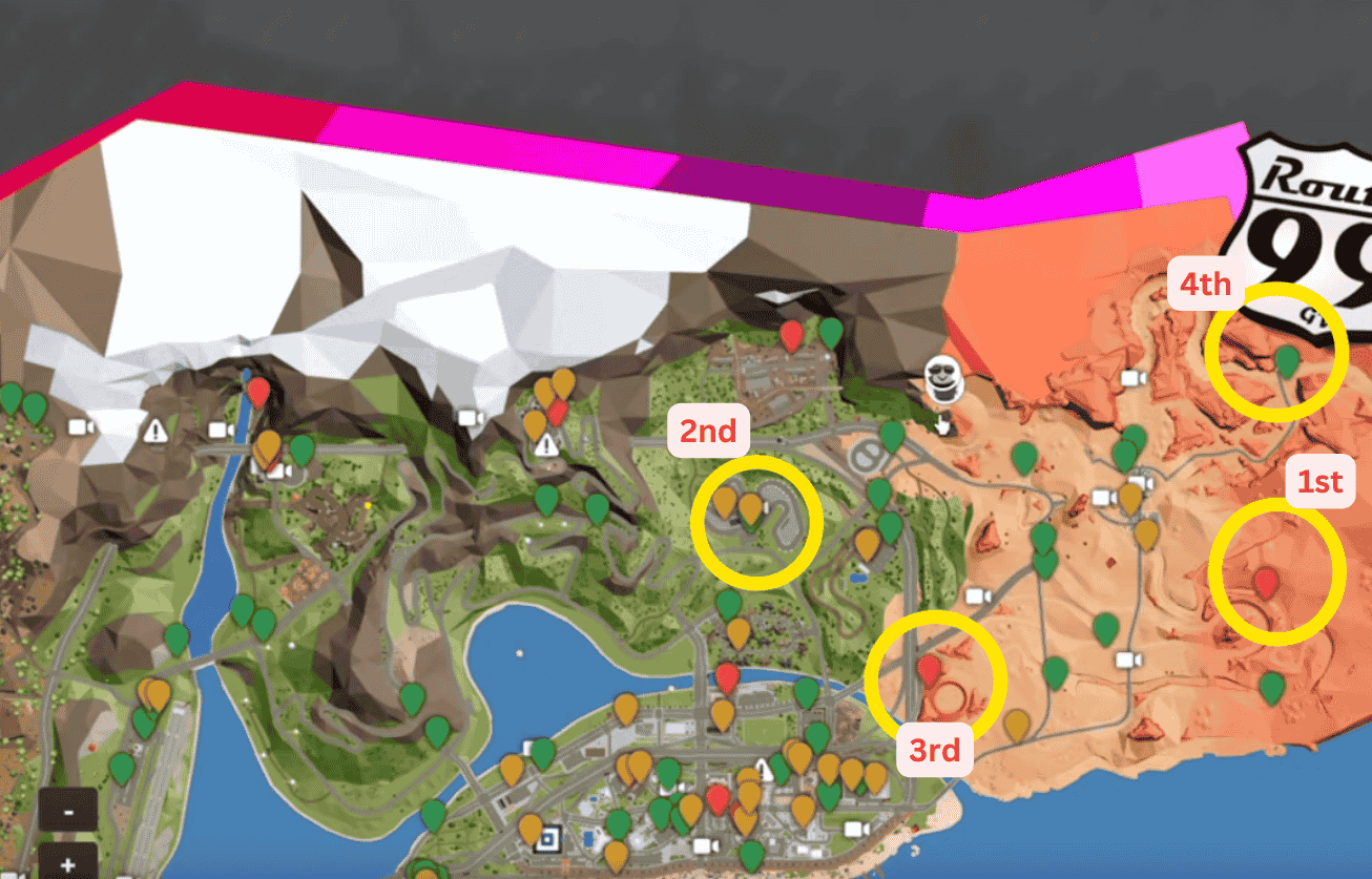 map with all the UFO crash sites for the drive world mega token quest