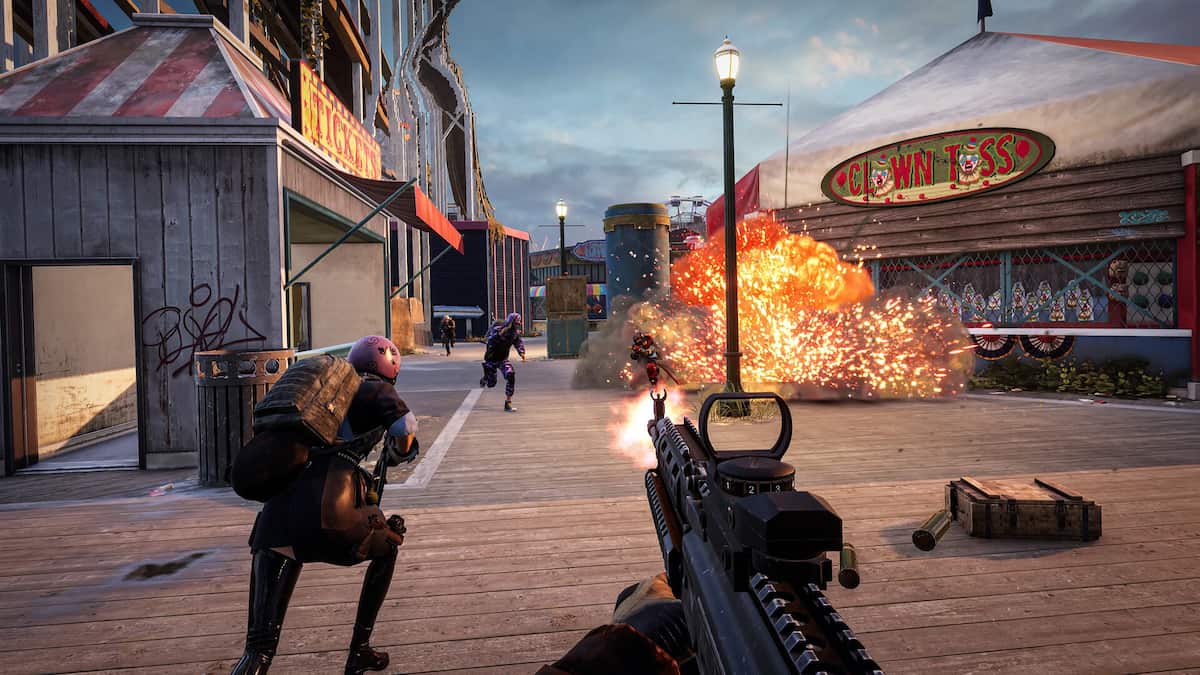 PUBG gameplay on a boardwalk map