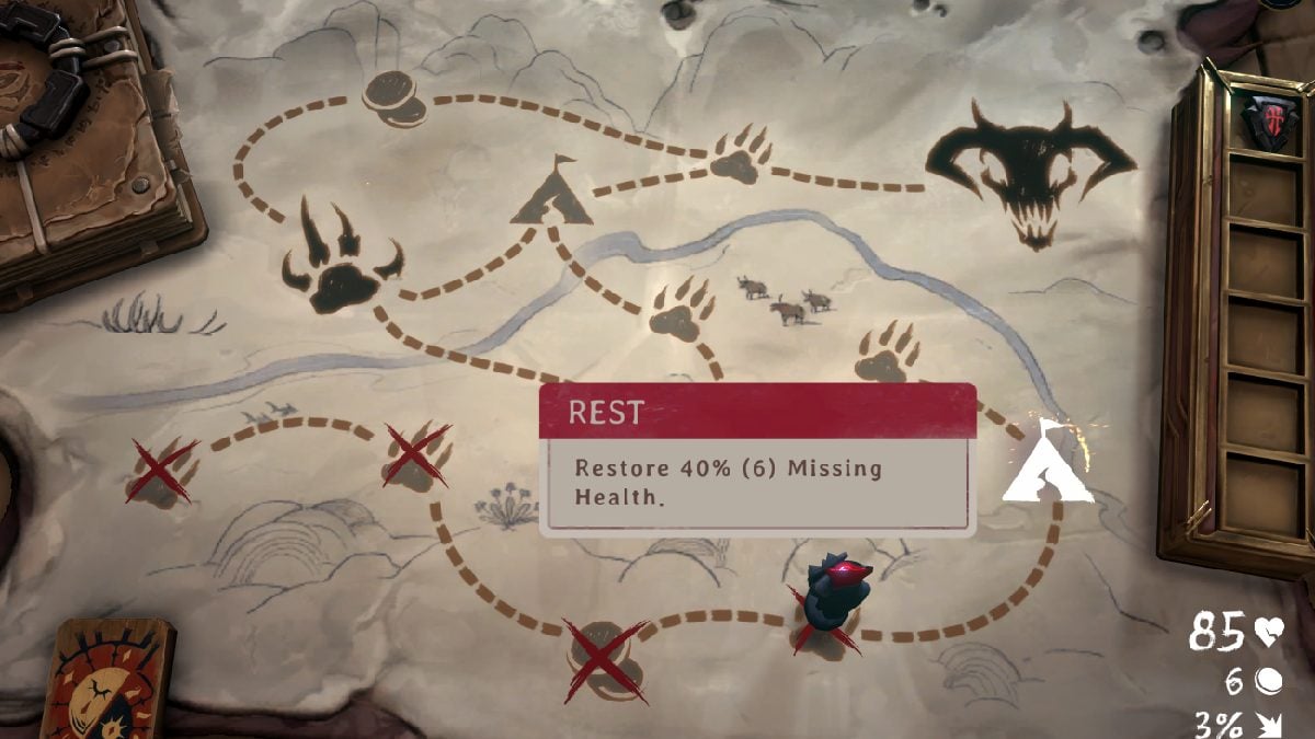 League of Legends Demon's Hand minigame map with rest node for health recovery