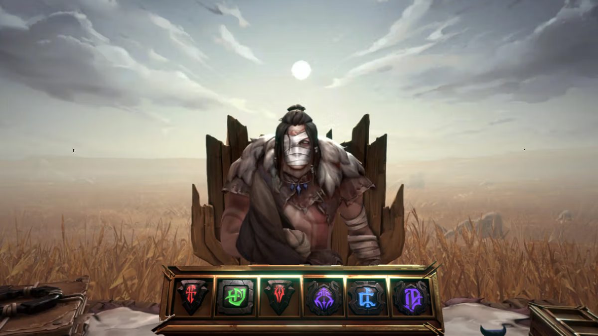 League of Legends demon's hand minigame cover art with six sigils in front