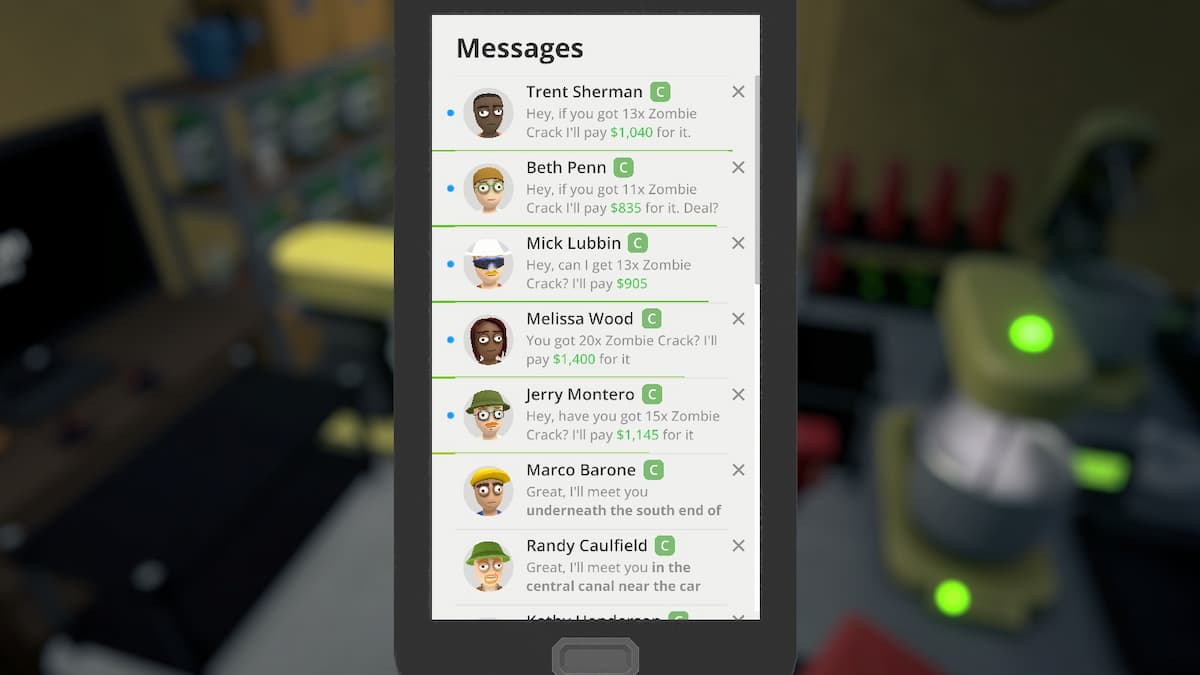 A phone with dozens of messages in Schedule 1.