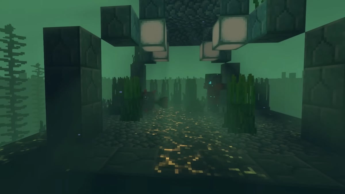 Underwater in Minecraft.