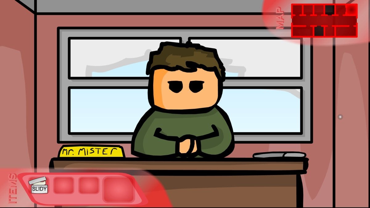 the headmaster at his desk