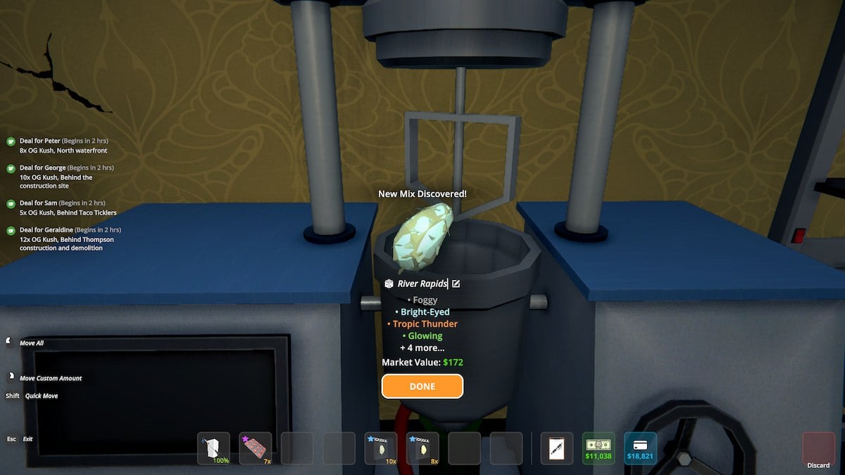 The best Granddaddy Purple mix in Schedule 1, named by player.