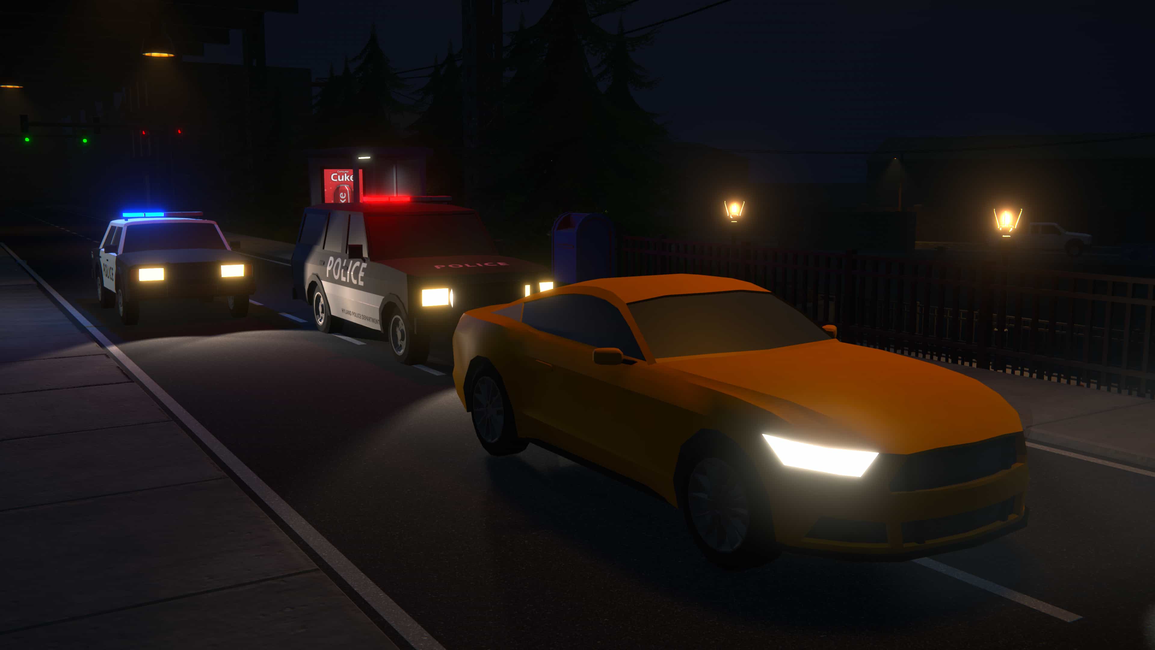 in-game image featuring a normal car and a police car in Schedule 1.