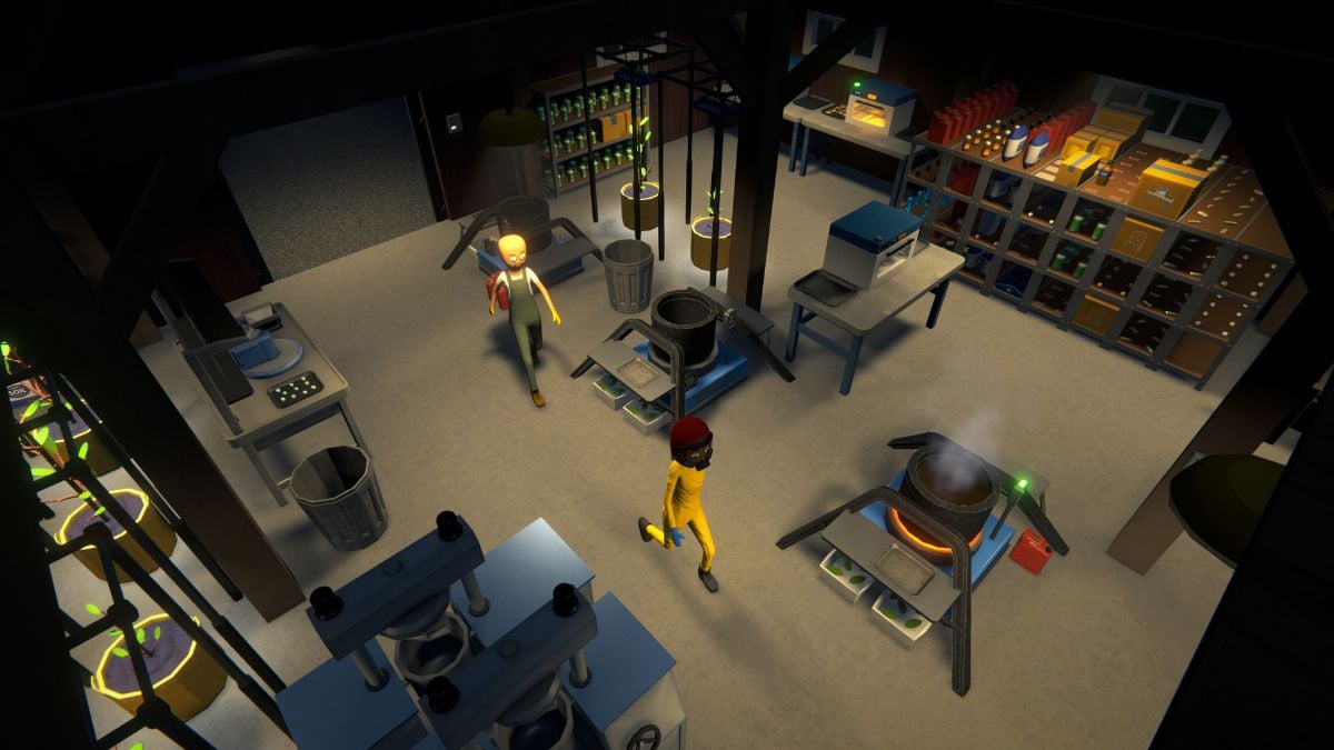 Characters in a lab in Schedule 1.