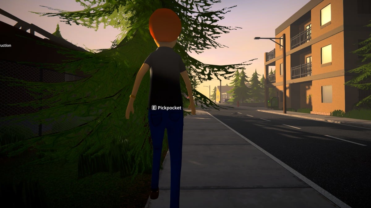 Schedule 1 player standing behind NPC for pickpocket option