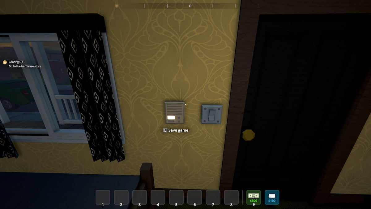 Wall-mounted save button in Schedule 1