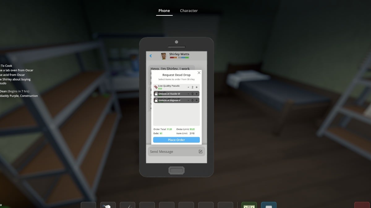 Schedule 1 text message to order pseudo from supplier
