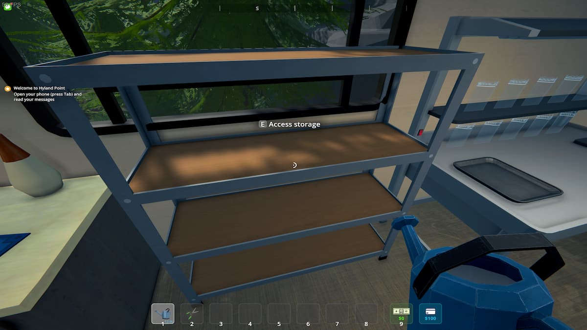 A storage rack in an RV in Schedule 1.