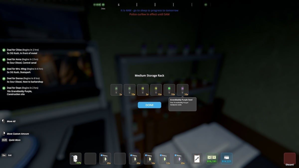 Weed seed storage in Schedule 1.