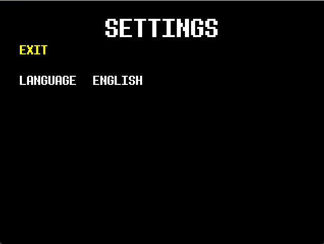 Undertale's settings screen, showing only one option - language selection