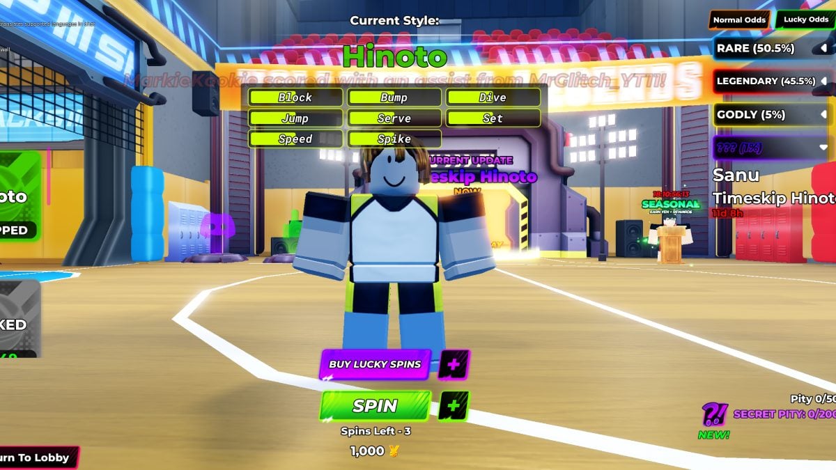 Volleyball Legends Hinoto and rolling for timeskip hinoto