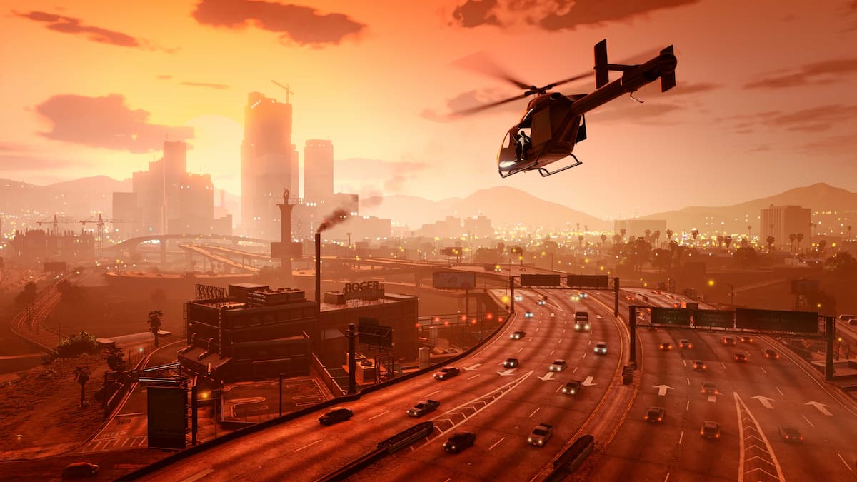 Helicopter over the city in GTA 5