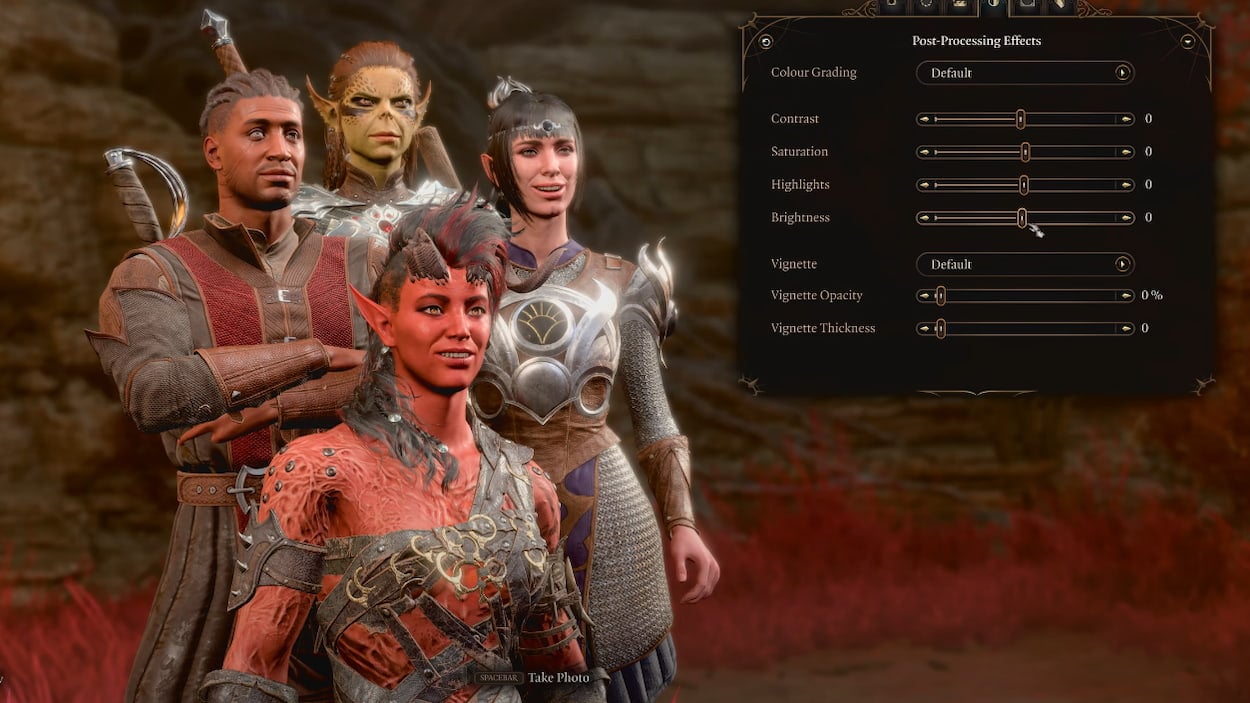 Image showing the Post Processing images in Baldur's Gate 3 Photo mode.