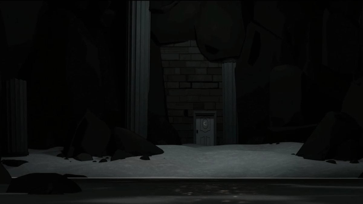 Room 46 crescent moon door standing alone on a beach in fortune teller vision