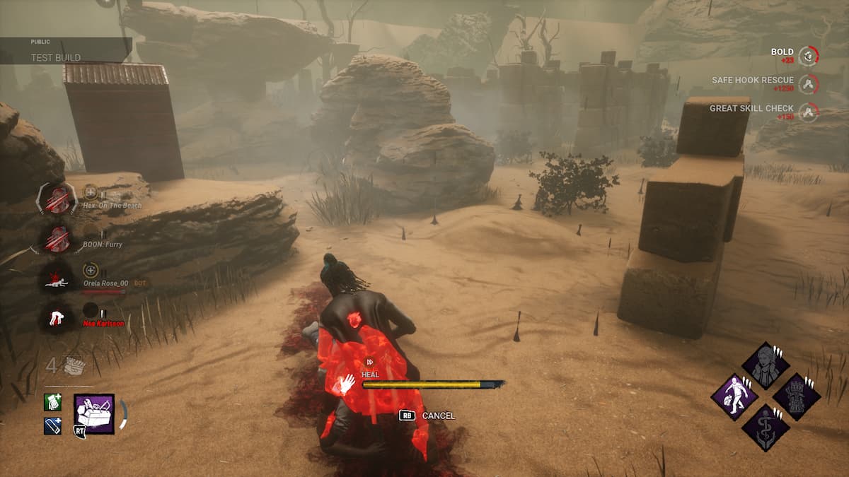 survivors healing each other in a desert setting