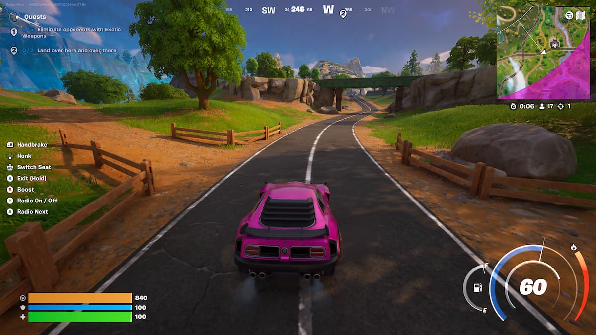 driving in a pink car