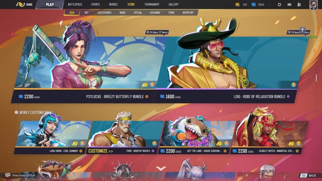 Picture showing skins that can use Unstable Molecules in Marvel Rivals.