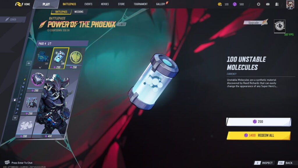 Picture showing Unstable Molecules from battle pass in Marvel Rivals.