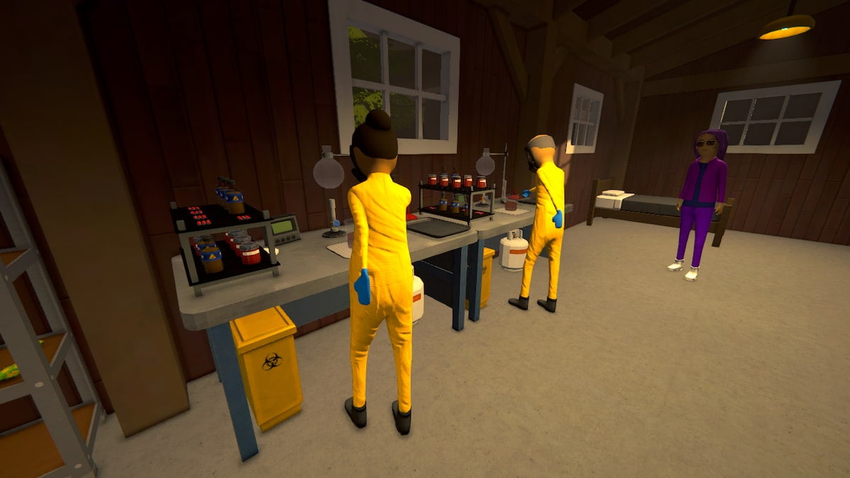 Picture showing Chemists working hard to make meth in Schedule 1.