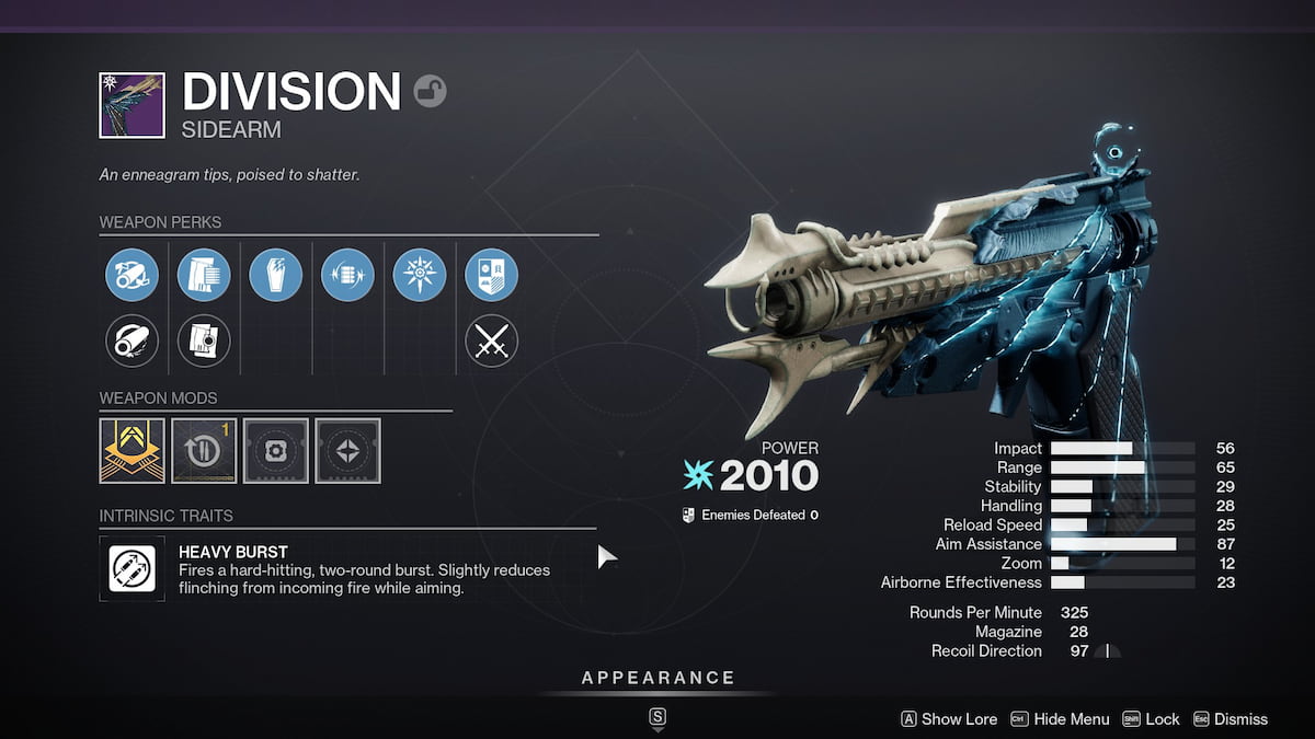 Division inspect screen in Destiny 2