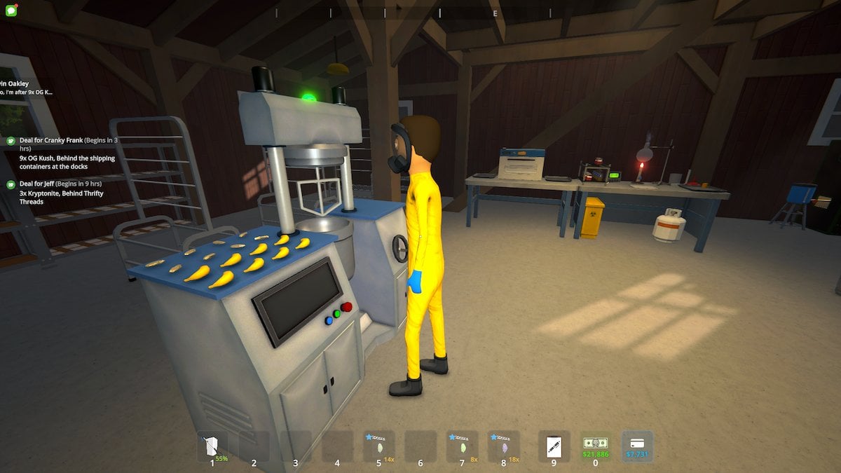 Chemist working at the Mixing Table in Schedule 1.