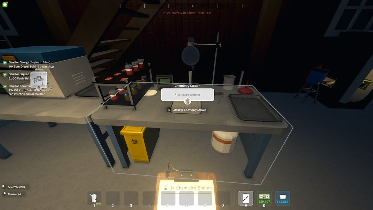 Managing the Chemistry Station in Schedule 1.