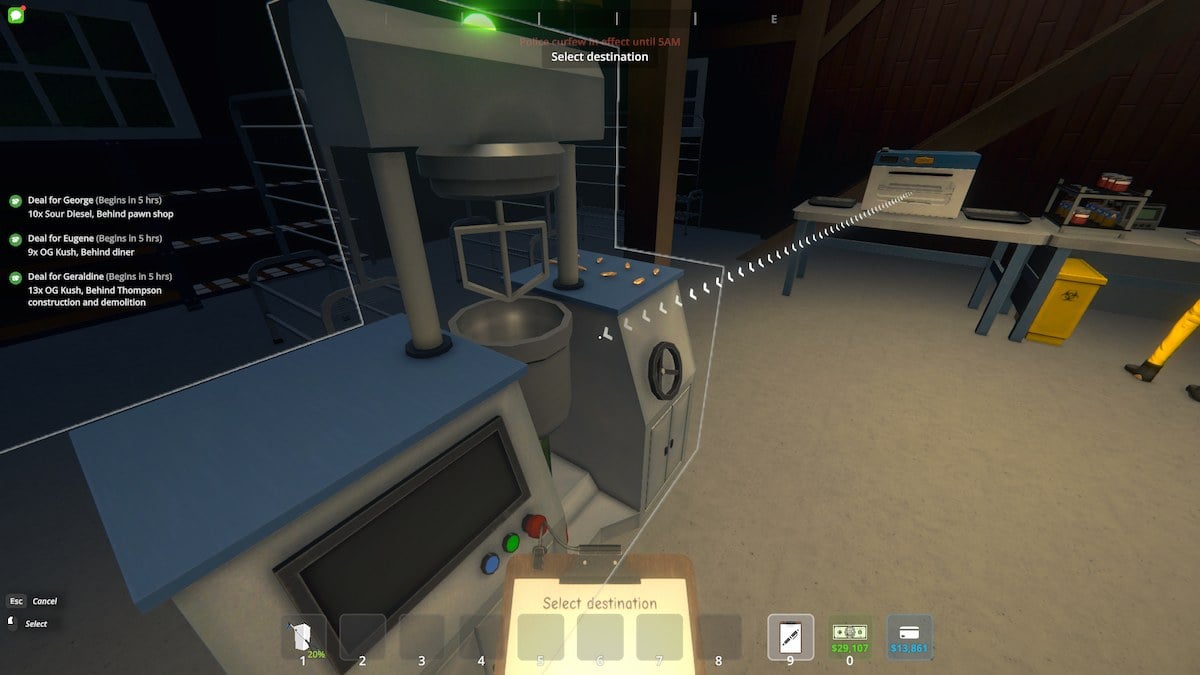 Setting the destination for the Lab Oven in Schedule 1.